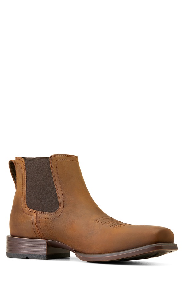 アリアト メンズ シューズ ブーツ・レインブーツ チェルシーブーツ チェルシー Ariat Booker Ultra Square Toe Western Chelsea Boot Oily Distressed Tan タン|ReVida 店