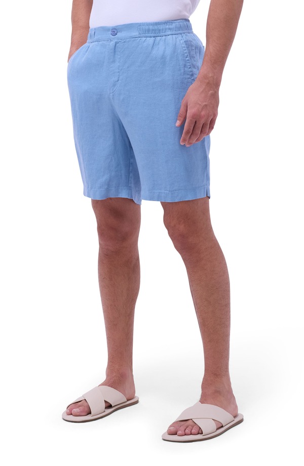 ブガッチ メンズ ボトムス 二分の一ズボン下・さる股引き 遊撃手ズボン下 リネン Bugatchi Trent Drawstring Linen Shorts Air Blue 青色