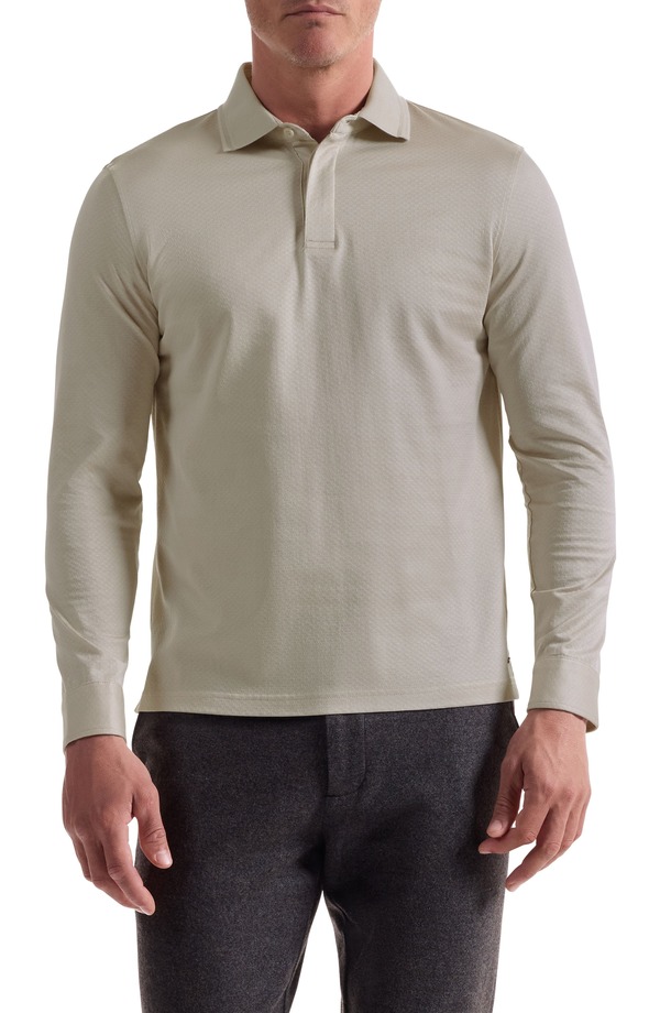 ブガッチ メンズ トップス ポロシャツ コットン Bugatchi Mercerized Cotton Long Sleeve Polo Limestone