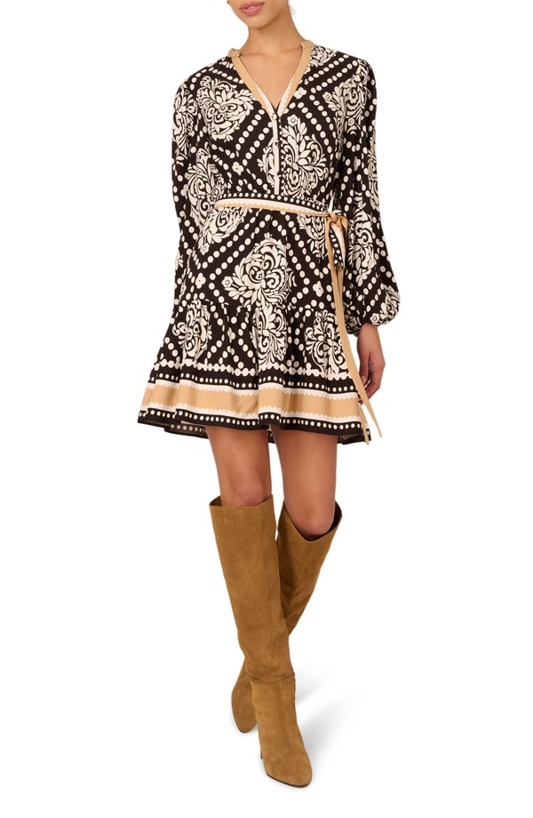 アドリアナ パペル レディース ボトムス カジュアルパンツ プリント Adrianna Papell Mixed Print Long Sleeve Dress Black/ Ivory アイボリー 28,470円