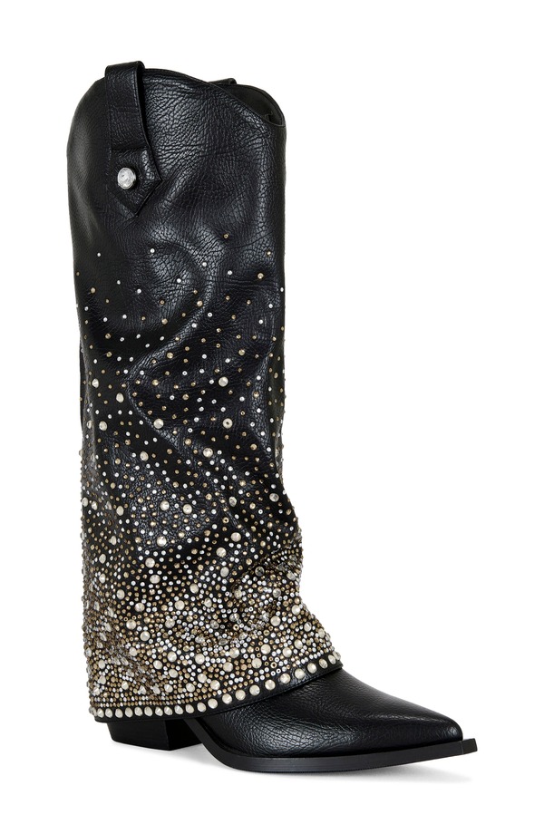 アザレア 壱 レディース シューズ ブーツ・レインブーツ AZALEA WANG Beth Stud Western Boot Black 黒いこと