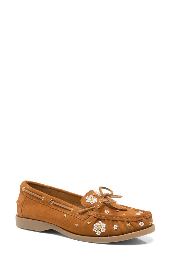 フリーピープル レディース シューズ スリッポン・ローファー Free People Sandy Beaded Boat Shoe Vachetta Voyage Suede