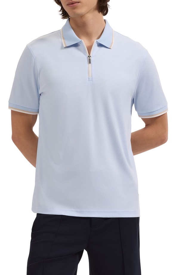 ブガッチ メンズ トップス ポロシャツ ハーフジップ Bugatchi Quarter Zipolo Ice