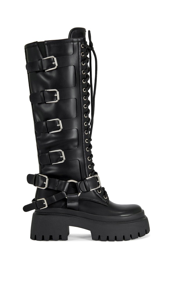 アザレア 壱 レディース シューズ ブーツ・レインブーツ AZALEA WANG Saxen Flatform Boot Black 黒いこと