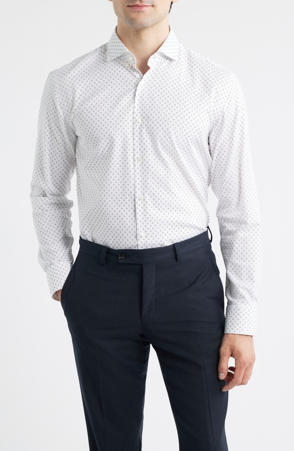 ボス メンズ トップス シャツ スリムフィット コットン BOSS Hank Slim Fit Stretch Cotton Dresshirt White ホワイト