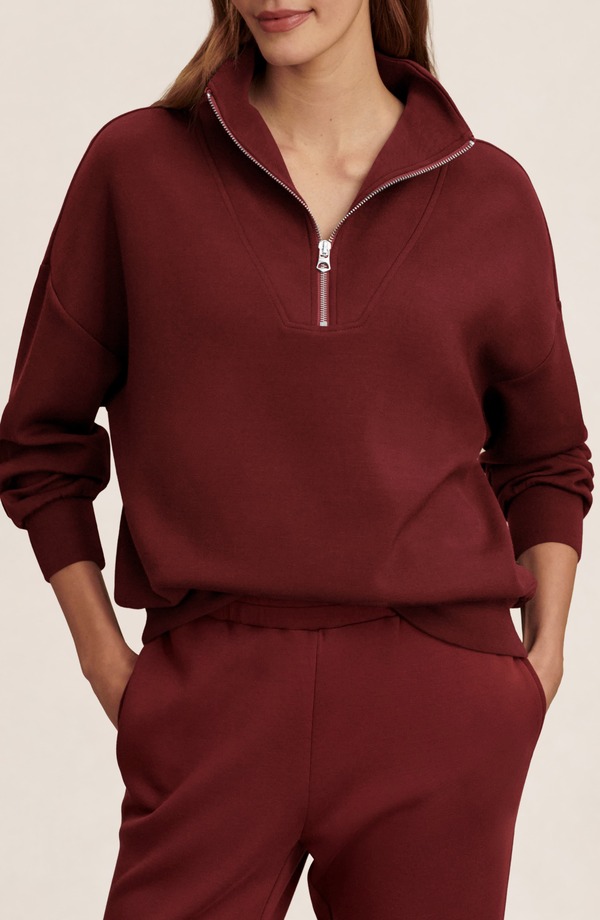 バーレイ レディース アウター パーカー・スウェット シャツ Varley Hawley Half-Zip Sweatshirt New Maroon マルーン