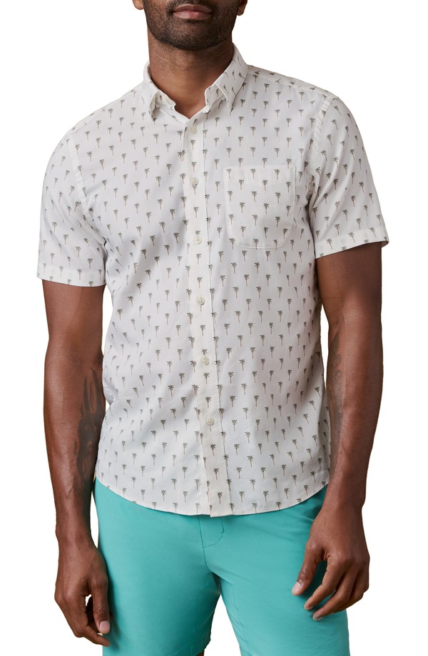 ファレティ メンズ トップス シャツ Faherty Movement Short Sleeve Button-Up Shirt Ivory Coastal Palms アイボリー