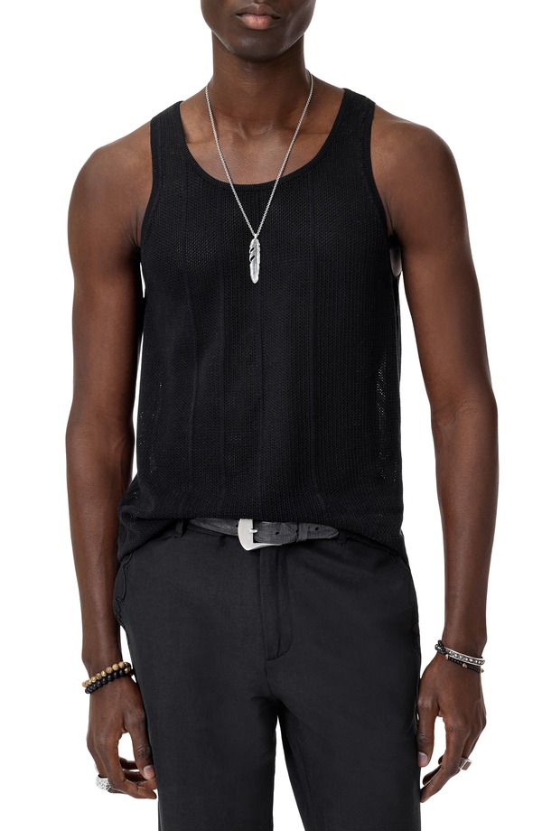 ジョンバルベイトス メンズ トップス シャツ セーター John Varvatos Ruiz Summer Sweater Tank Black ブラック|ReVida 店