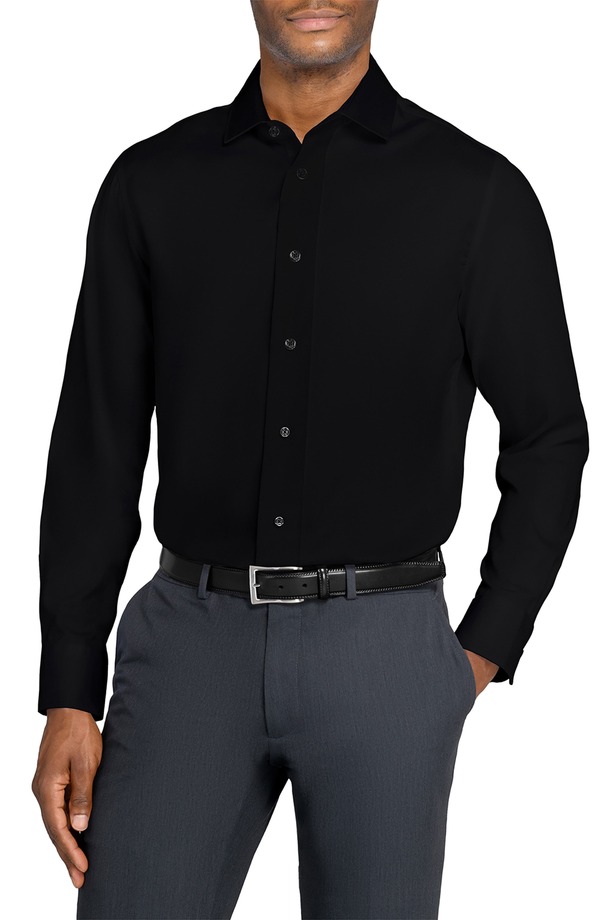 ダブリューアールケー メンズ トップス シャツ スリムフィット W.R.K Slim Fit Solid Reworkedresshirt Black ブラック｜ReVida 店