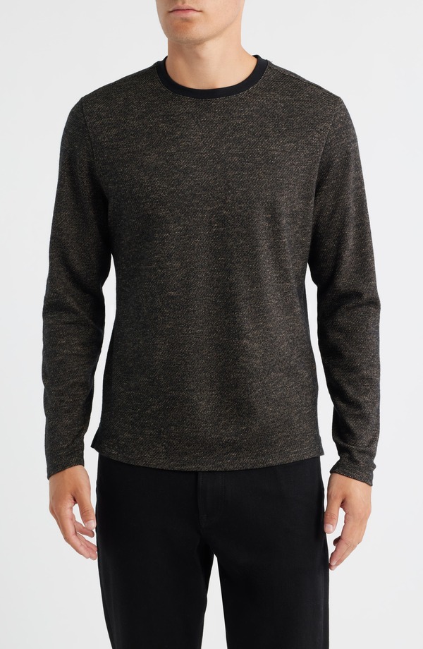 ロバートバラケット メンズ トップス Tシャツ クルーネック ウール コットン Robert Barakett Emmanuelong Sleeve Cotton & Wool Crewneck T-Shirt Brown ブラウン