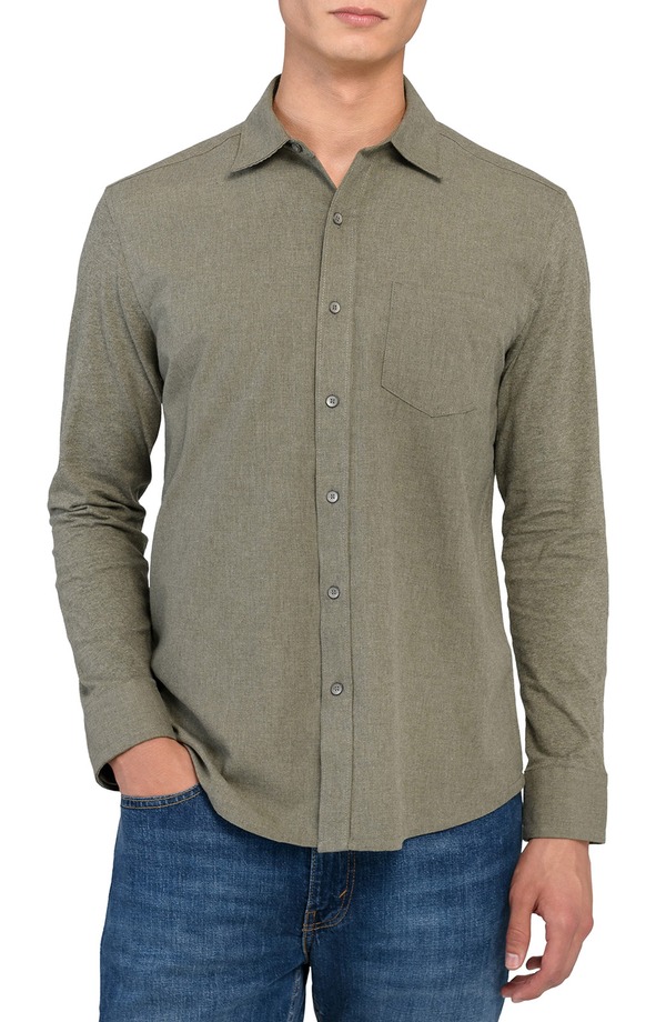 ダブリューアールケー メンズ トップス シャツ スリムフィット コットン W.R.K Reworked Slim Fit Heathered Green Cotton Button-Up Shirt Green グリーン｜ReVida 店