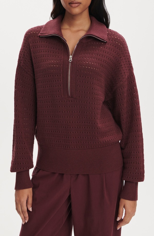 バーレイ レディース アウター パーカー・スウェット ハーフジップ セーター Varley Darla Half Zip Sweater Sassafras