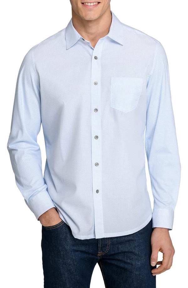 ダブリューアールケー メンズ トップス シャツ スリムフィット W.R.K Slim Fit Abstract Squiggle Reworked Button-Up Shirt White/ Blue ホワイト