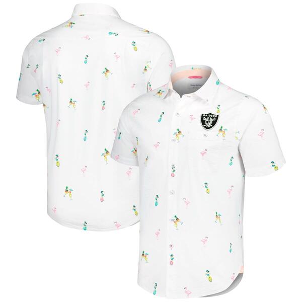 トッミーバハマ メンズ トップス シャツ Men's Tommy Bahama White Las Vegas Raiders Nova Wave Flocktail Button-Up Shirt White ホワイト｜ReVida 店 30,420円