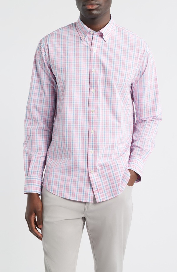 ジョニー オー メンズ トップス シャツ ダウン johnnie-O Tinsley Plaid Everyday Performance Button-Down Shirt Snapper チェック|ReVida 店