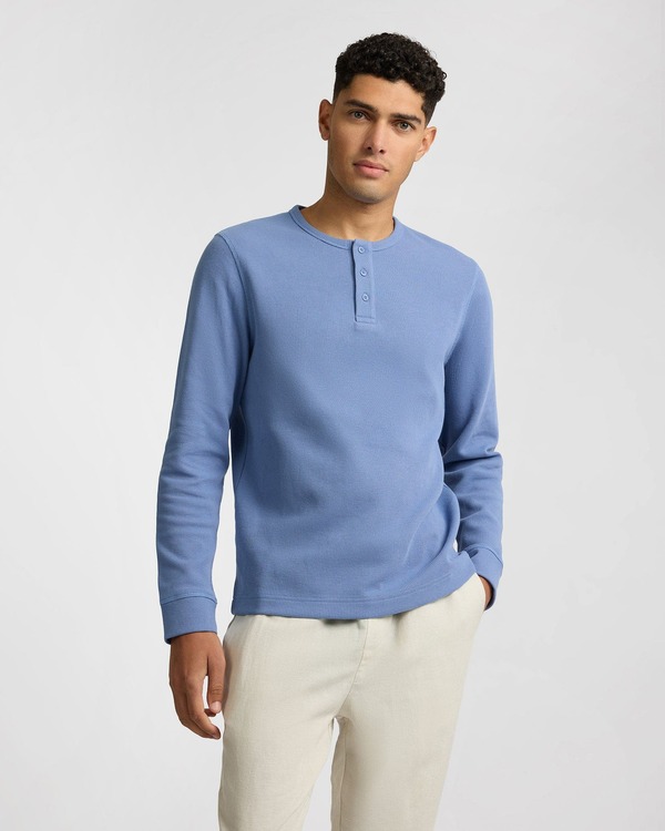 オニア メンズ アウター パーカー・スウェット シャツ コットン Onia Heavyweight Cotton Waffle Henley Sweatshirt Indigo インディゴ