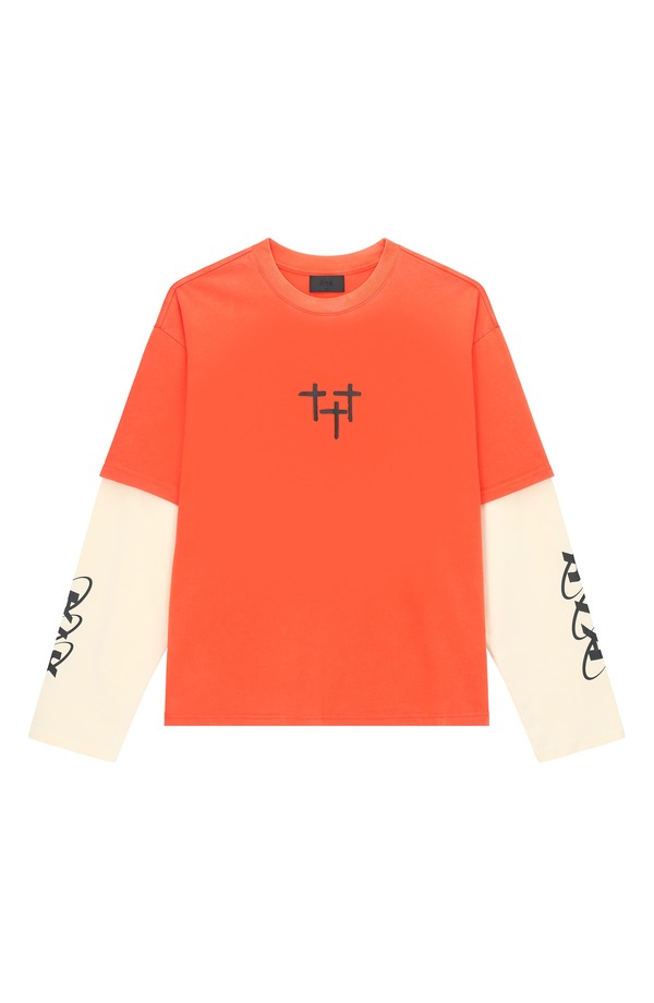アールティーエー メンズ トップス Tシャツ ロゴ グラフィック RtA Loris Double Layer Logo Graphic T-Shirt Orange Planetary オレンジ