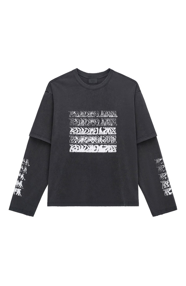 アールティーエー メンズ トップス Tシャツ グラフィック RtA Loris Double Layer Long Sleeve Graphic T-Shirt Black Smoky ブラック