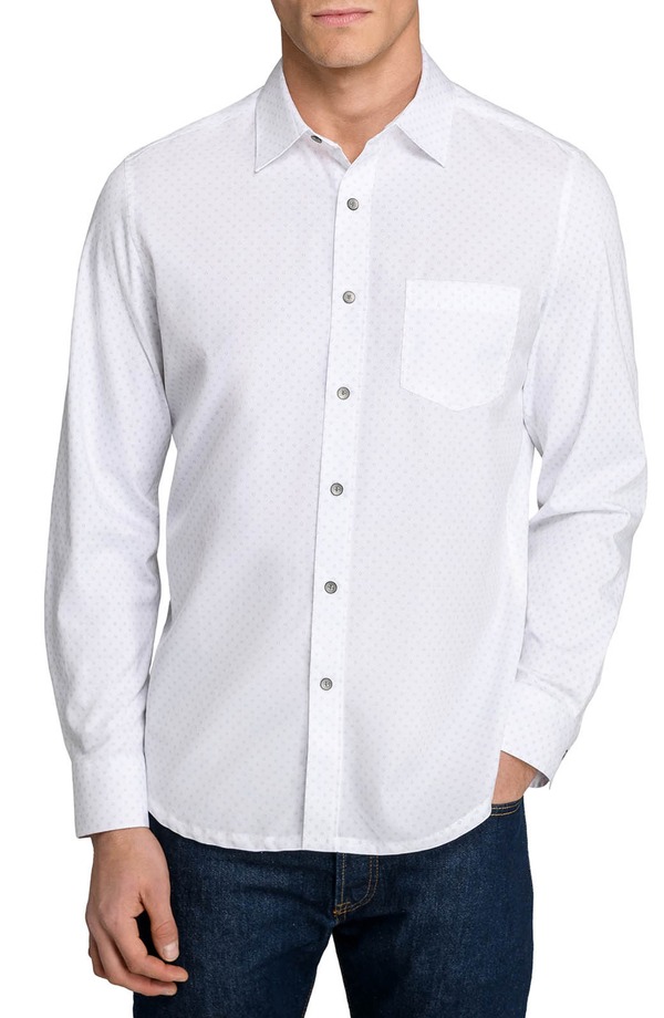 ダブリューアールケー メンズ トップス シャツ スリムフィット フラワー柄 フラワー W.R.K Slim Fit Abstract Floral Dot Reworked Button-Up Shirt White ホワイト｜ReVida 店 30,420円