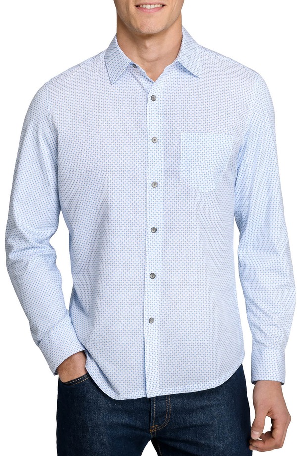 ダブリューアールケー メンズ トップス シャツ スリムフィット W.R.K Slim Fit Micro Geo Dot Reworked Button-Up Shirt White/ Blue ホワイト