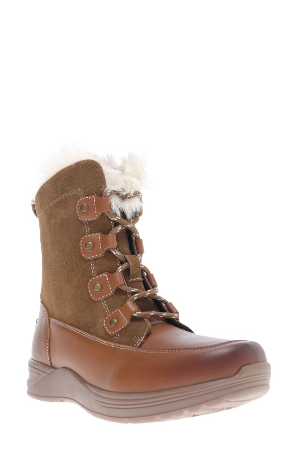 プロプト レディース シューズ ブーツ・レインブーツ Propt Dulcie Faux Fur Trim Bootie Brown 赤銅色
