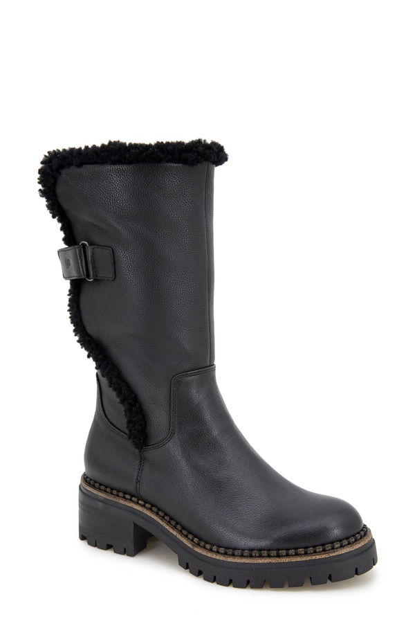 ジェントルソウルズ レディース シューズ ブーツ・レインブーツ Gentle Souls Bradford Faux Shearling Trim Boot Black Leather ブラック