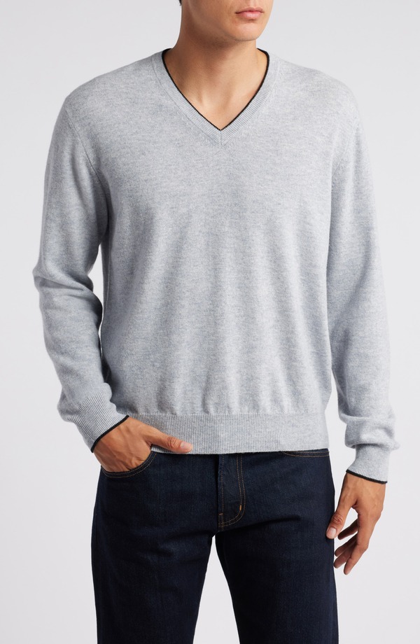 ロレンゾウオモ メンズ トップス Tシャツ ウール セーター Lorenzo Uomo Tipped Merino Wool Sweater Sterling