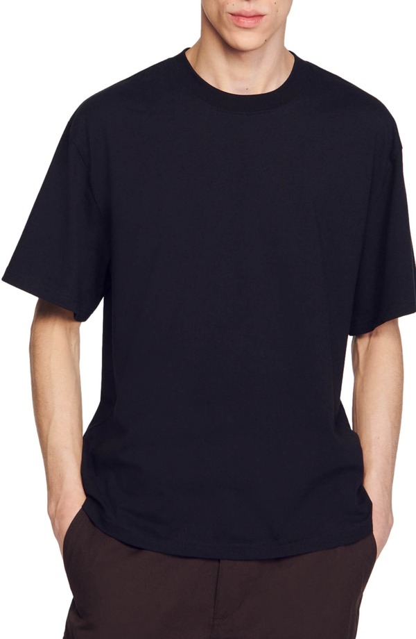 サンドロ メンズ トップス Tシャツ SANDROversized T-shirt Black ブラック