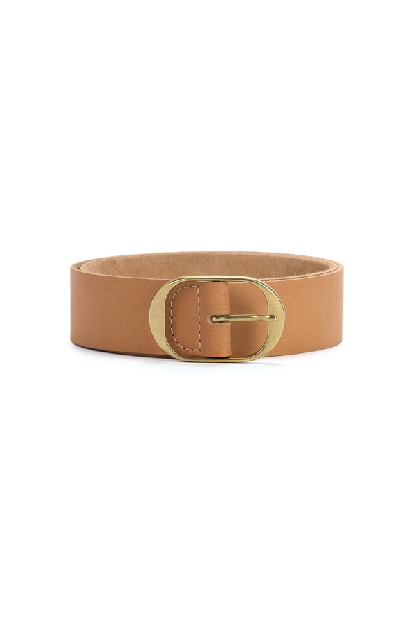 エズラアーサー レディース アクセサリー ベルト レザー Ezrarthur Oval Buckleather Belt 45mm Suntand Brass｜ReVida 店 29,120円