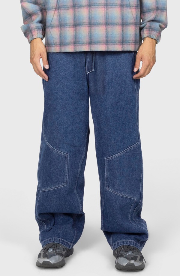 プレジャーズ メンズ ボトムス デニムパンツ ワイドレッグ ジーンズ PLEASURES Position Baggy Fit Wide Leg Jeans Indigo インディゴ