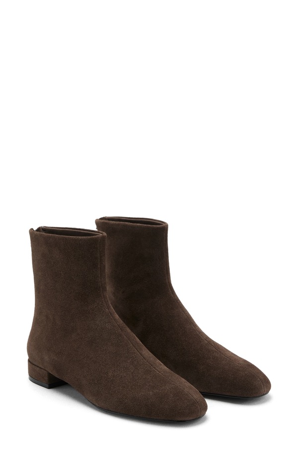 マンゴ レディース シューズ ブーツ・レインブーツ アンクル MANGO Round Toe Ankle Bootie Chocolate チョコレート｜ReVida 店