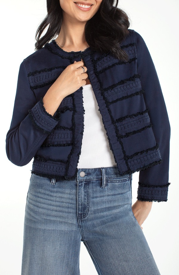 リヴァプール ロサンゼルス レディース アウター ジャケット・ブルゾン レース Liverpoolos Angeles Frayed & Lace Jacket Deep Midnight｜ReVida 店