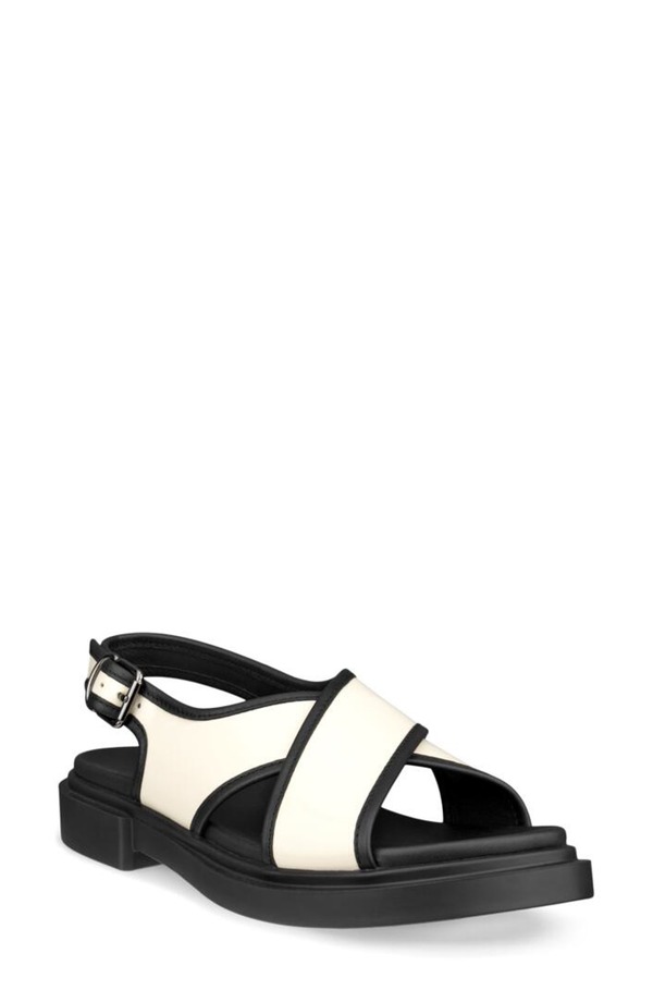 残響音 レディース シューズ 踵 サンダル ECCO Seoul Slingback Sandalimestone/ Black 黒いこと