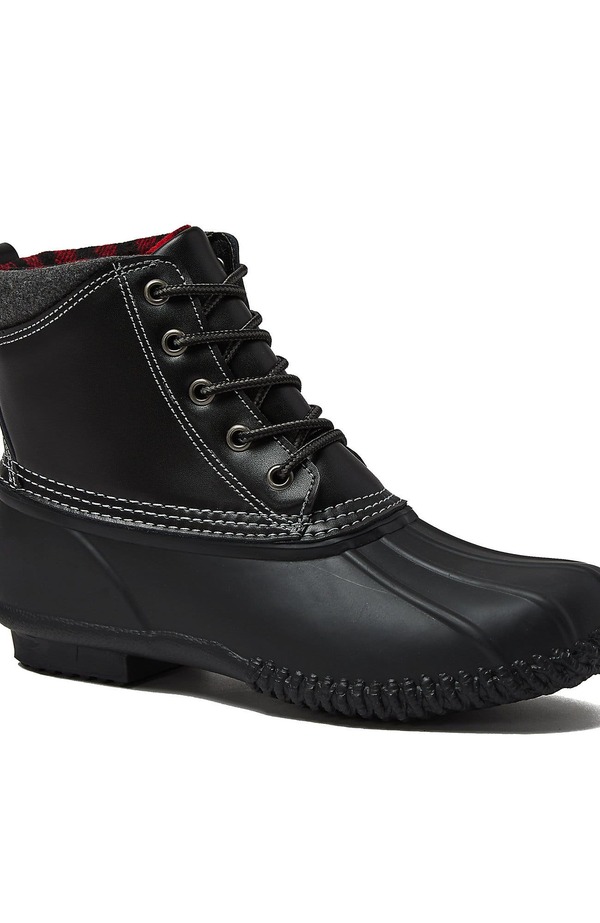 ランズエンド メンズ シューズ ブーツ・レインブーツ Lands' End Insulateduck Boots Black Leather ブラック｜ReVida 店