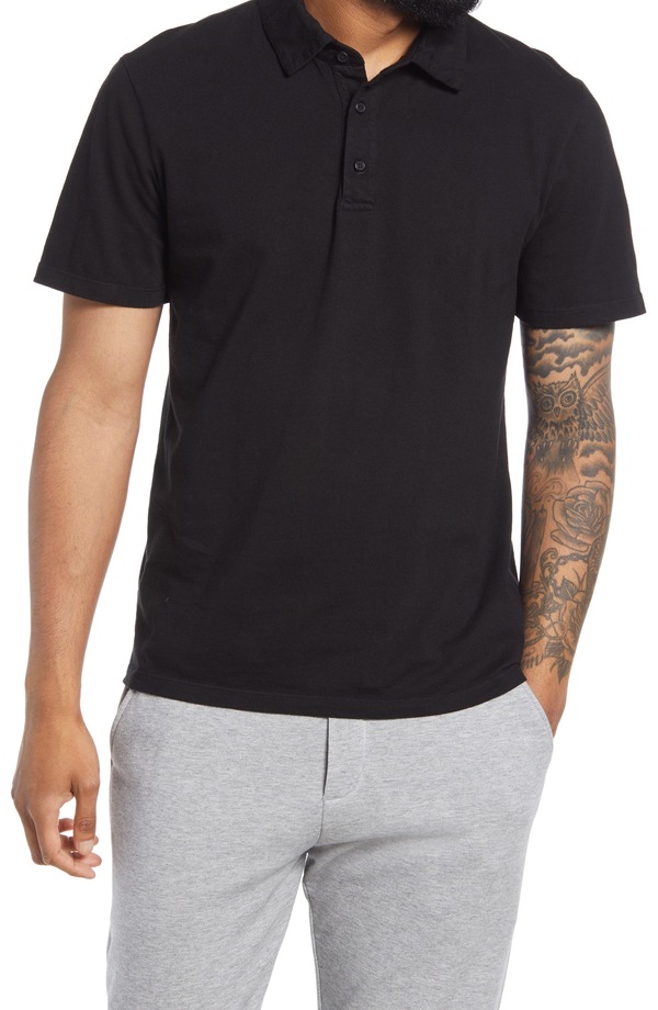 ヴィンス メンズ トップス ポロシャツ レギュラーフィット コットン Vince Regular Fit Garment Dyed Cotton Polo True Black ブラック
