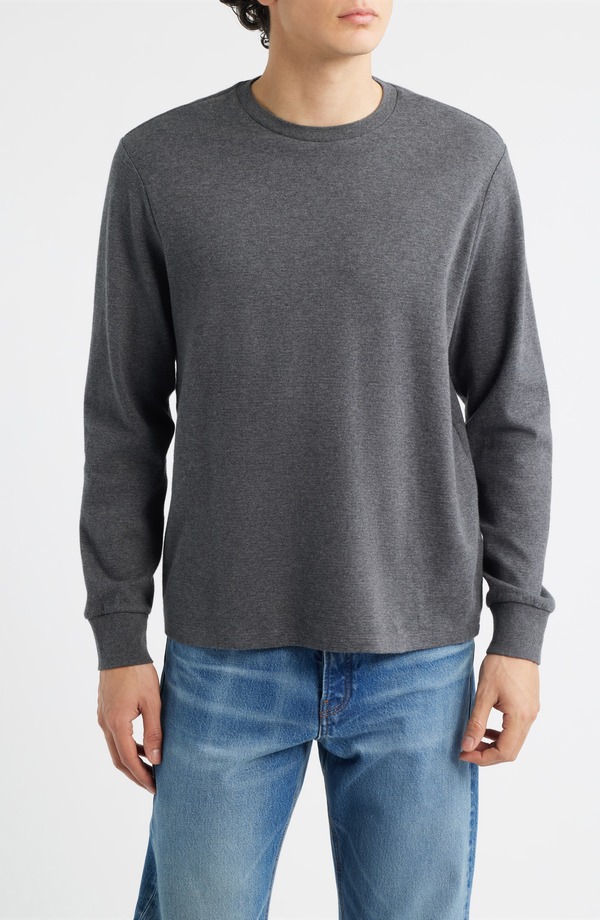 フレーム メンズ トップス Tシャツ コットン FRAME Duo Fold Long Sleeve Cotton T-Shirt Grey Melange グレー