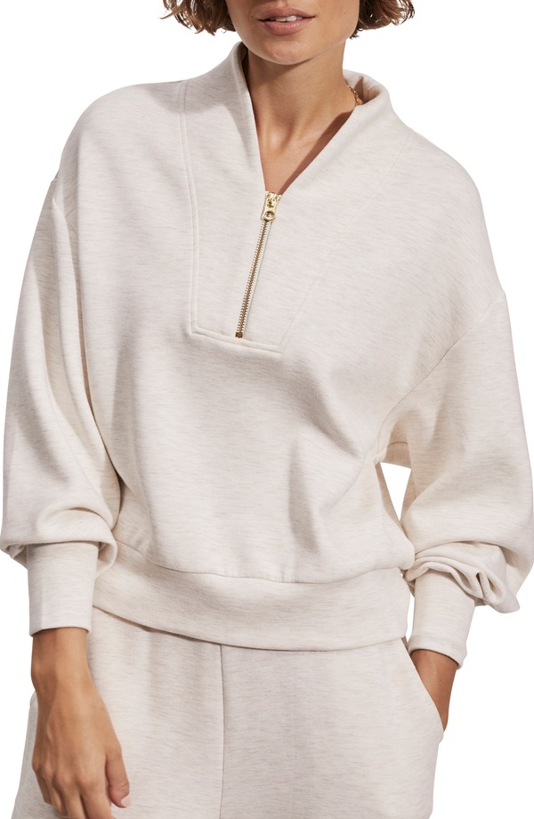 バーレイ レディース アウター パーカー・スウェット シャツ Varley Davidson Woven Sweatshirt Ivory Marl アイボリー