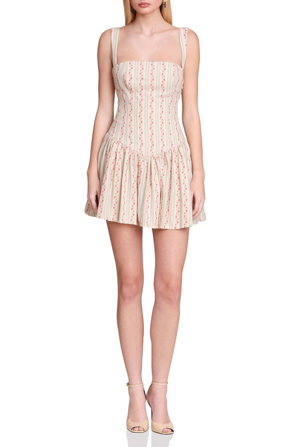 アヴェックレフィーユ レディース トップス 衣装 御花柄 刷り上げる ミニ 御花 Avec Les Filles Floral Border Print Drop Waist Minidress Rose Stripe Multi マルチ色つや