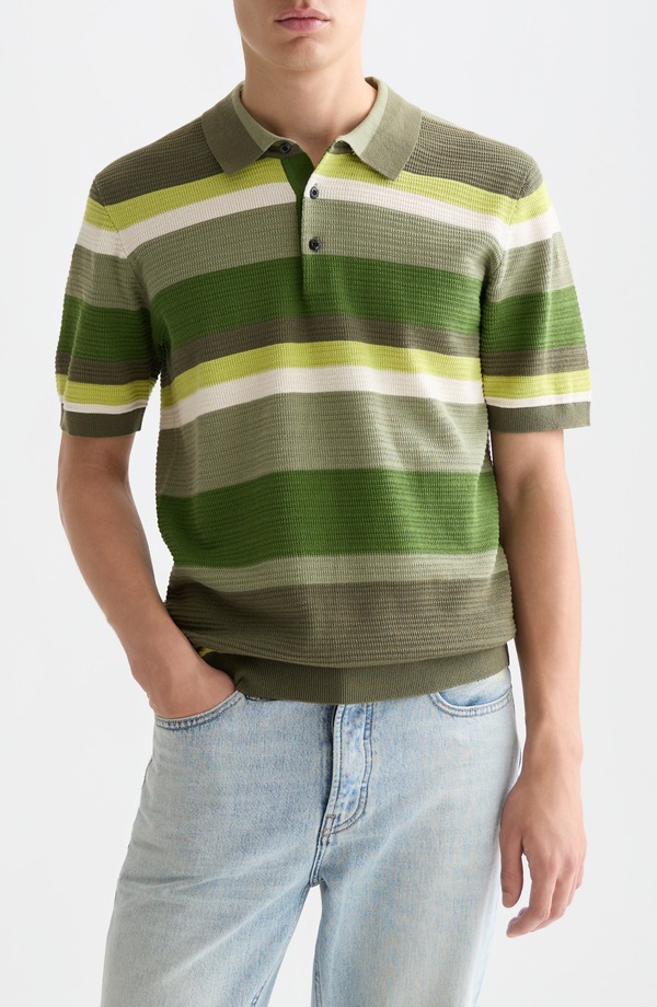 スコッチアンドソーダ メンズ トップス ポロシャツ Scotch & Soda Stripe Textured Polo Garden Green Stripe グリーン