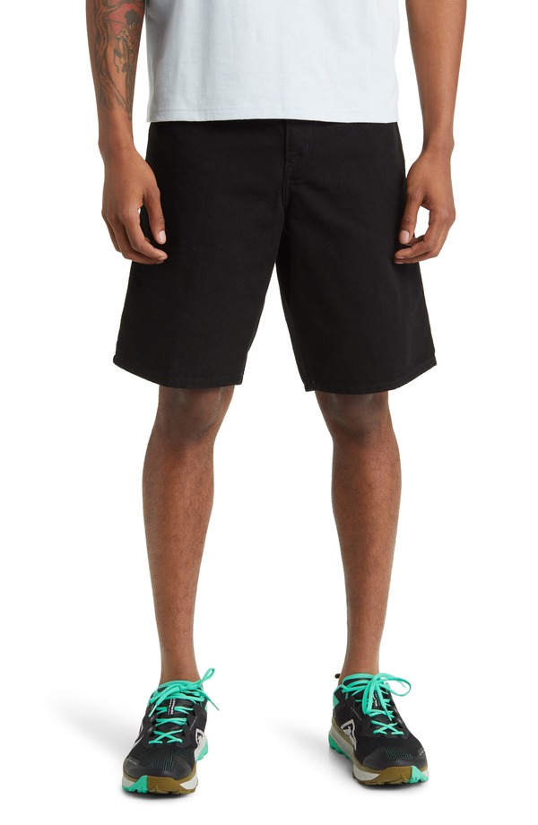カーハート メンズ ボトムス ハーフパンツ・ショーツ ショートパンツ コットン Carhartt Work In Progress Organicotton Canvas Carpenter Shorts Black (Rinsed) ブラック