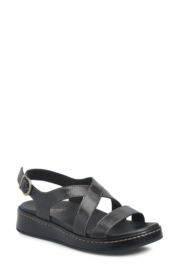 バーン レディース シューズ サンダル Brn Victoria Slingback Sandal Black Leather ブラック｜ReVida 店