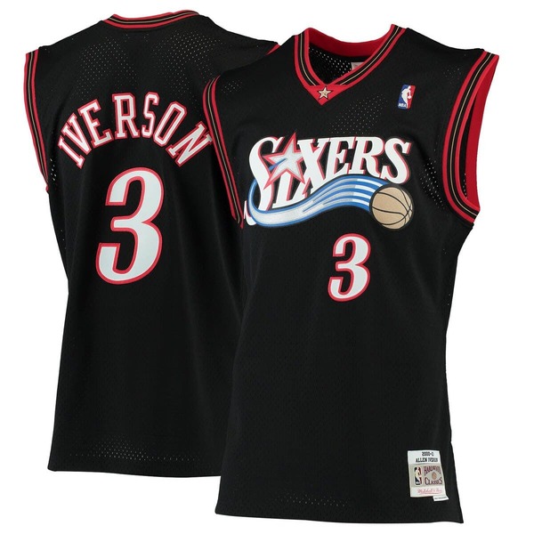ミッチェル\u0026ネス メンズ トップス プルオーバー ティーシャツ Men\u0027s Mitchell \u0026 Ness Allen Iverson Black Philadelphia 76ers 2000/01 Hardwood Classicswingman Jersey Black 黒いこと トップス-カジュアルシャツ