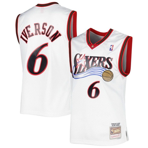 ミッチェル&ネス メンズ トップス シャツ ジャージー Men's Mitchell & Ness Allen Iverson White Philadelphia 76ers 2001/02 Hardwood Classicswingman Jersey White ホワイト｜ReVida 店