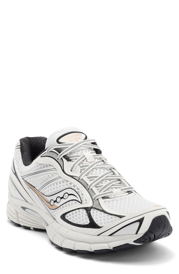 サッカニー レディース シューズ スニーカー Saucony Gender Inclusive ProGrid Guide 7 Sneaker Onyx/ Gold ゴールド