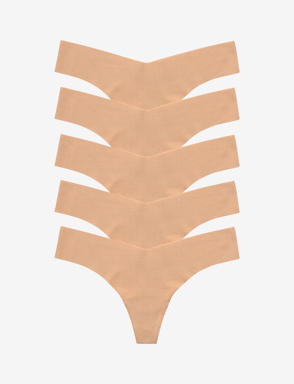 コマンドー レディース アンダー御召しもの ズボン下 Commando Classic Solid Thong 5-Pack Beige ベージュ