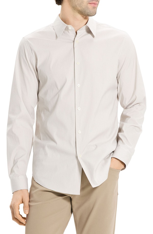 セオリー メンズ トップス シャツ ナイロン コットン Theory Sylvian Pinstripe Stretch Cotton & Nylon Button-Up Shirt Feather Multi - 2If マルチカラー
