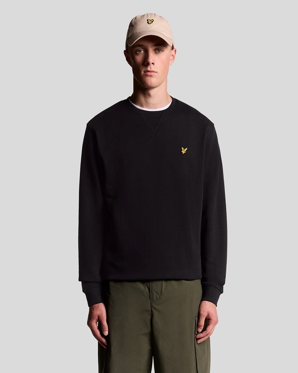 ライルアンドスコット メンズ アウター パーカー・スウェット クルーネック セーター Lyle & Scott Crew Neck Sweater Jet Black ブラック｜ReVida 店