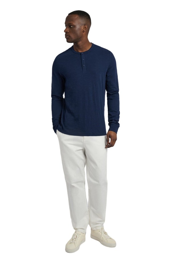 オニア メンズ トップス Tシャツ Onia Long Sleeve Slub Henley Deep Navy ネイビー