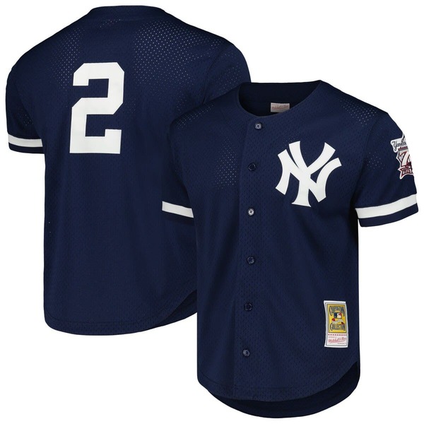 ミッチェル&ネス メンズ トップス シャツ メッシュ ジャージー Men's Mitchell & Ness Derek Jeter Navy New York Yankees Cooperstown Collection Mesh Batting Practice Button-Up Jersey Navy ネイビー