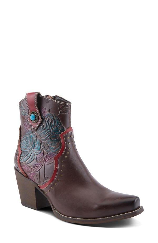 発条足取り レディース シューズ ブーツ・レインブーツ L\u0027Artiste by Spring Step Rebamac Western Boot Chocolate Brown 赤銅色